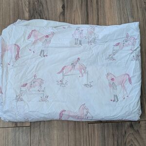 Equestrian Print Bedding Set - Pink and White